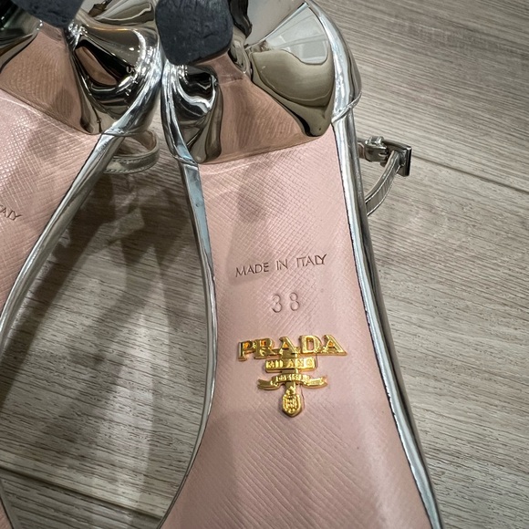 Prada Silver Kitten Heel Sandal | Size 38 - Picture 6 of 6